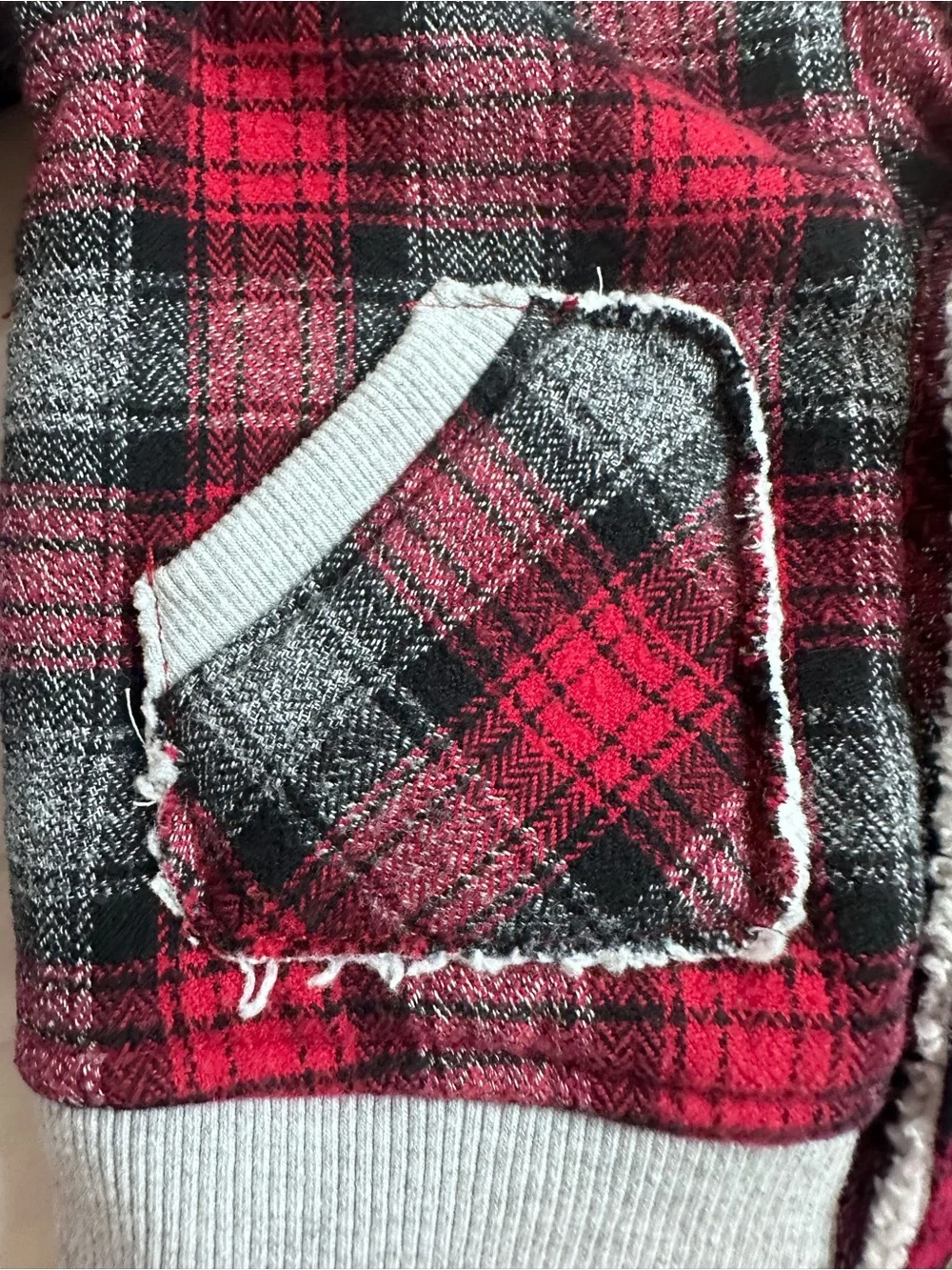 OshKosh B'gosh Red and Gray Plaid Sherpa Collar Jacket